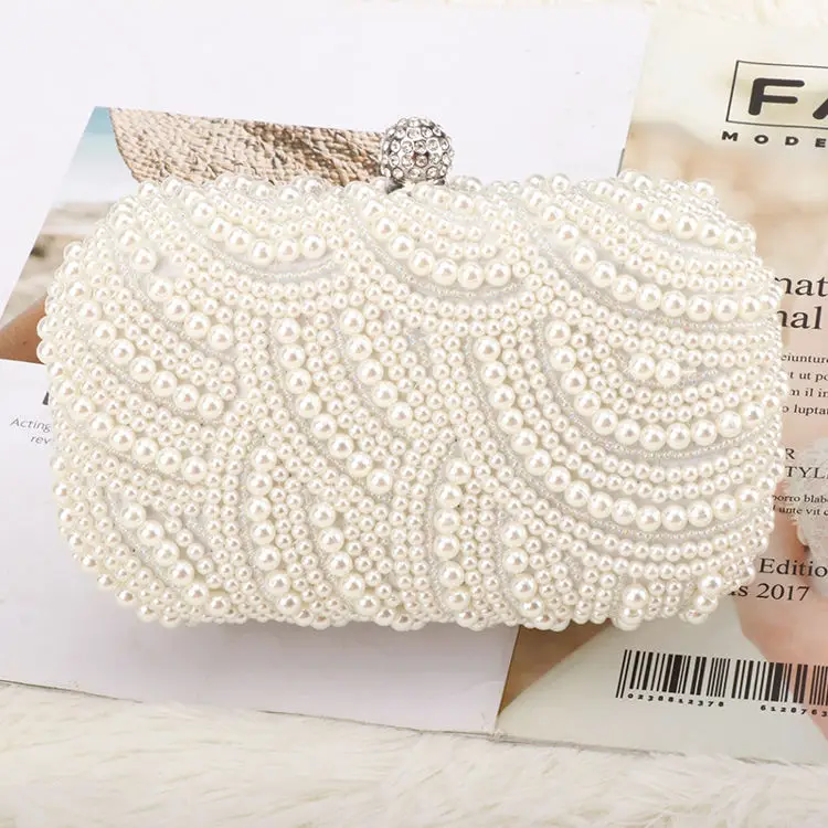 

New Arrival 2022 Stylish Top Quality Beaded Ladies Evening Clutch Bags Party Clutch Frizione Embrague Pearl Evening Bags, 10 colors to choose