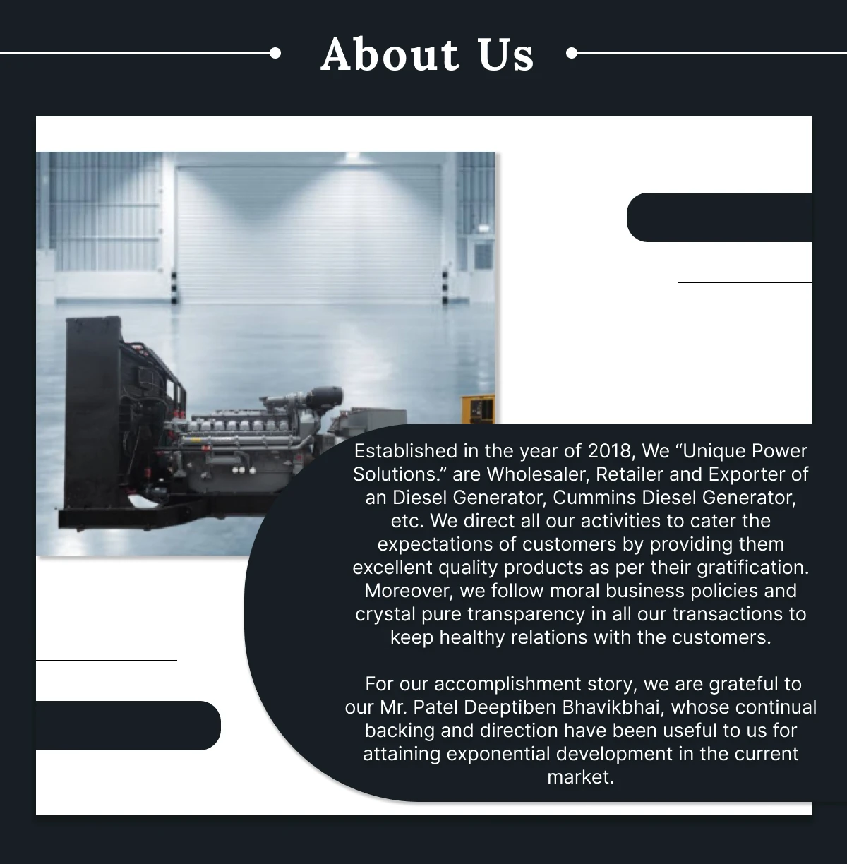 Company Overview - UNIQUE POWER SOLUTIONS