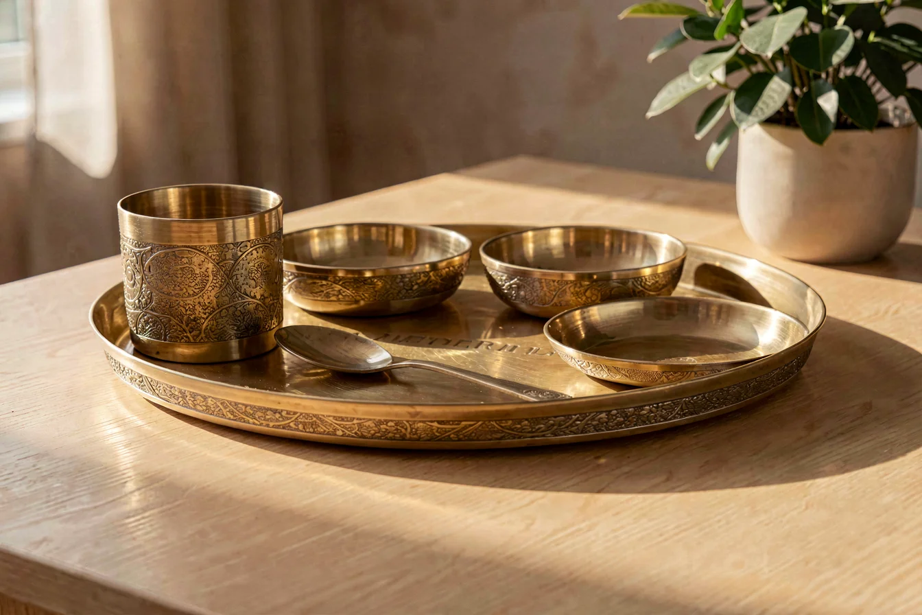 Premium brass thali set