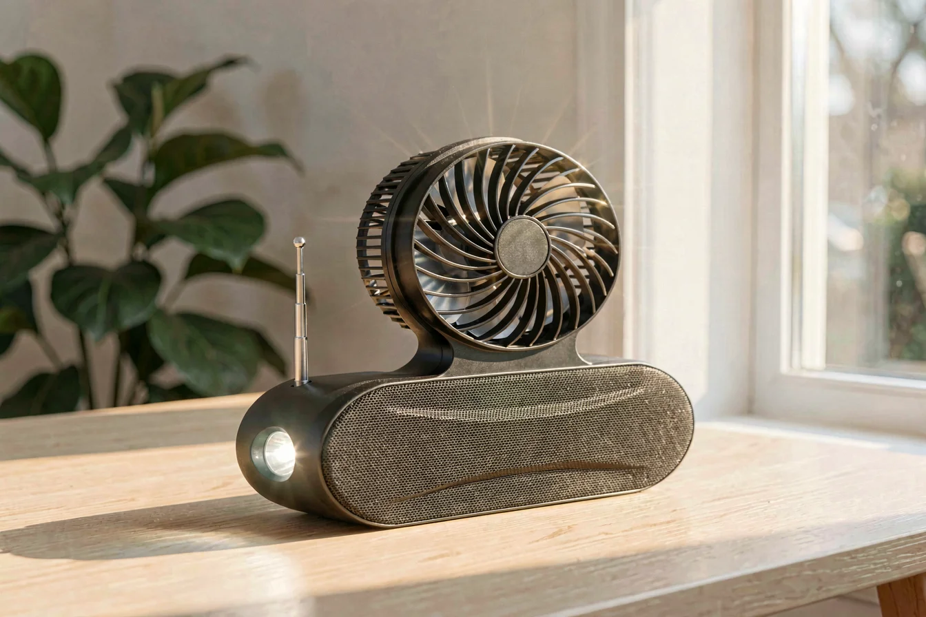 Portable bluetooth fan speaker