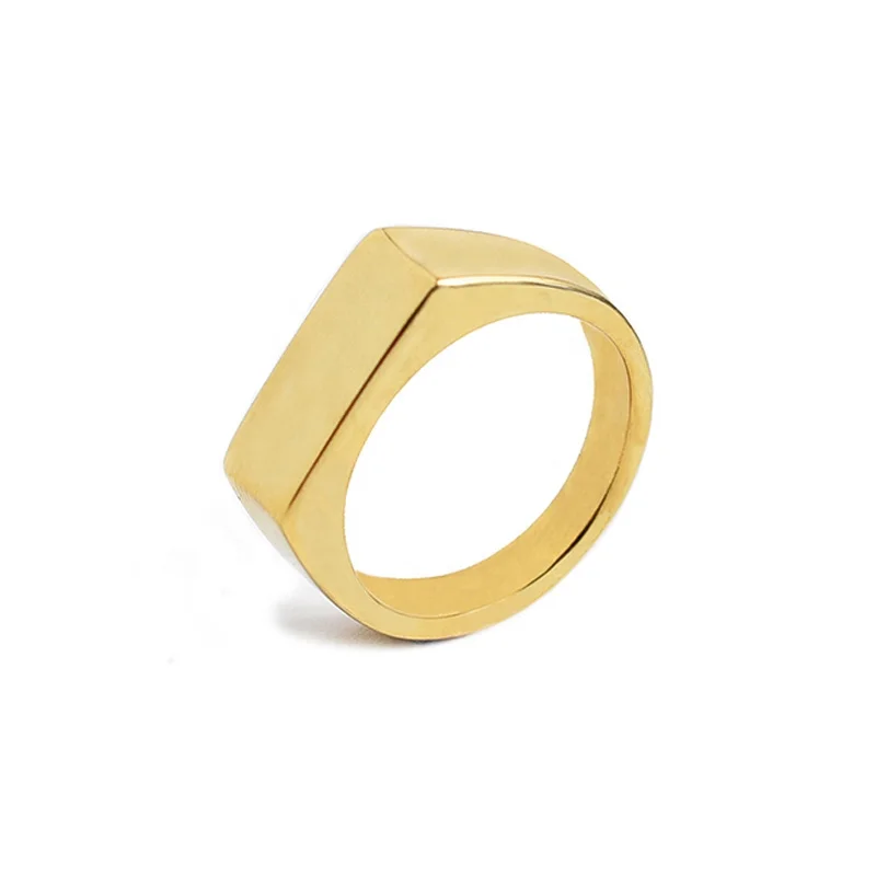 

Simple Fashion Flat Finger Ring Stainless Steel Square Ring for men, As picture