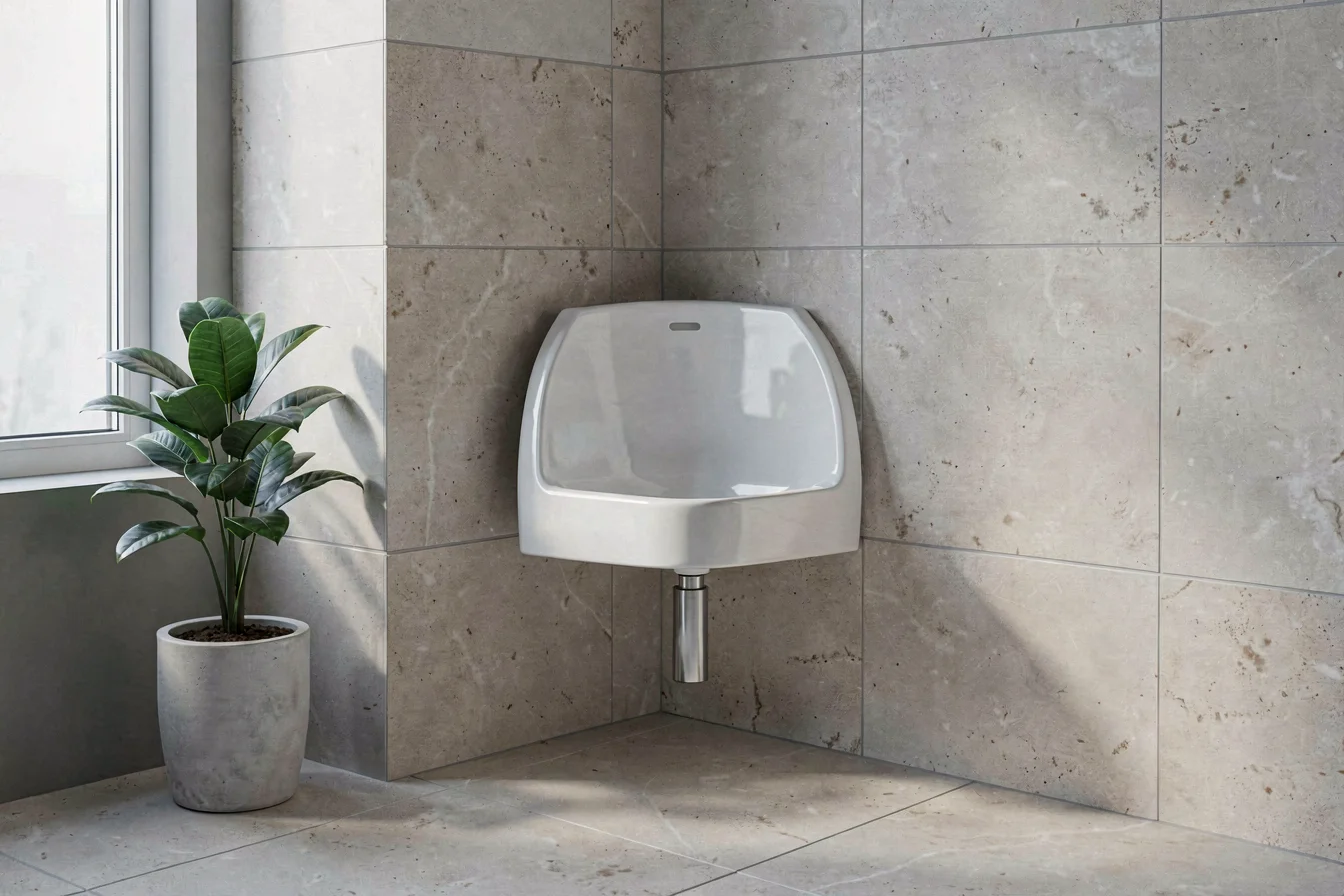 Water-saving ceramic corner urinal