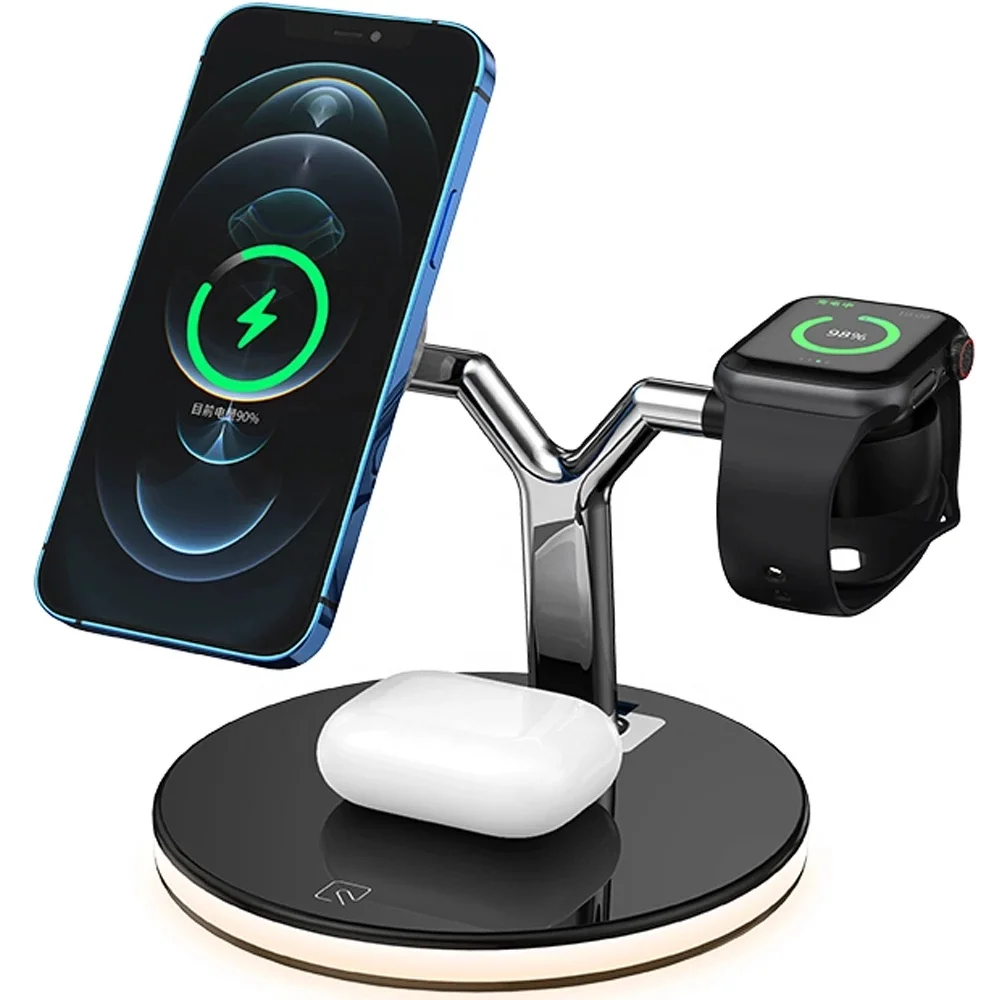 

Low MOQ Customization OEM 3 in 1 Fast Charging Station Dock PD QC3.0 15W Magnetic Wireless Charger for iPhone 12 Pro