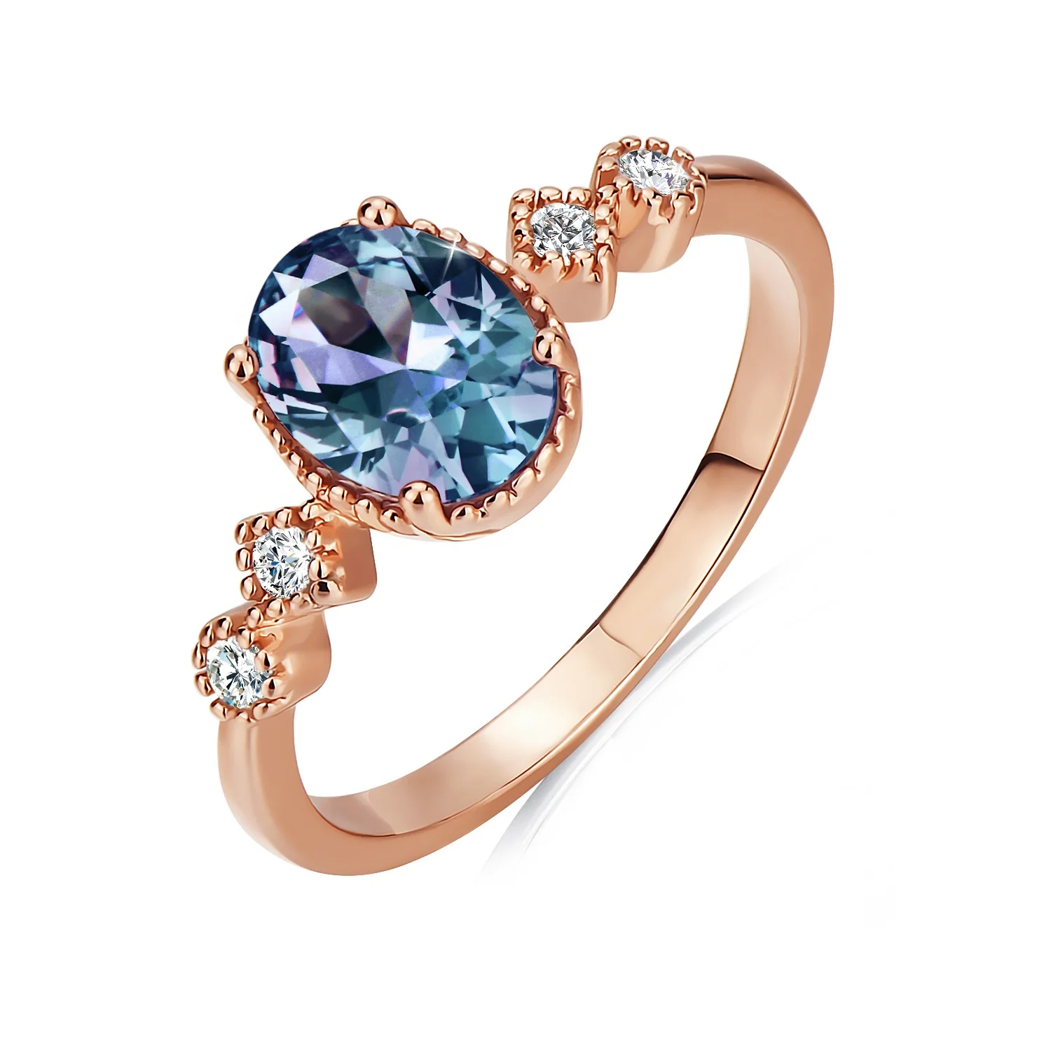 

New S925 Silver Gemstone Jewelry 2021 Oval Cut Lab Created Alexandrite Zirconia Birthstone Ring For Women Destiny Jewellery