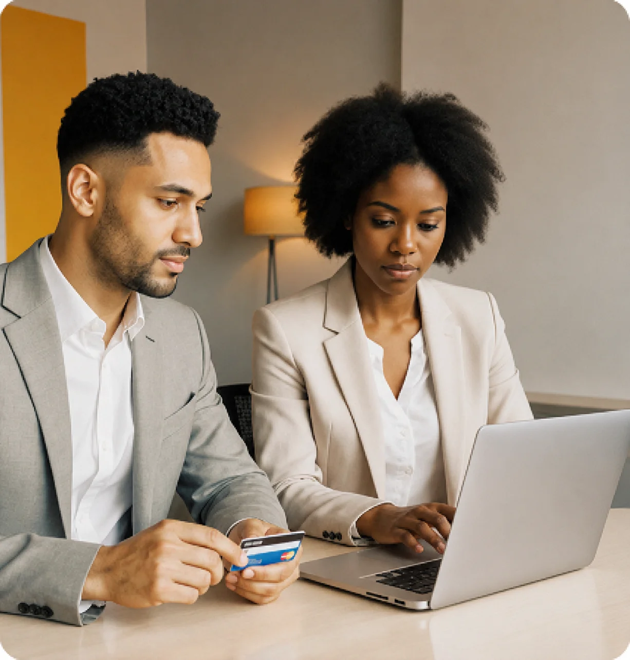 Business professionals using secure online payment on Alibaba.com