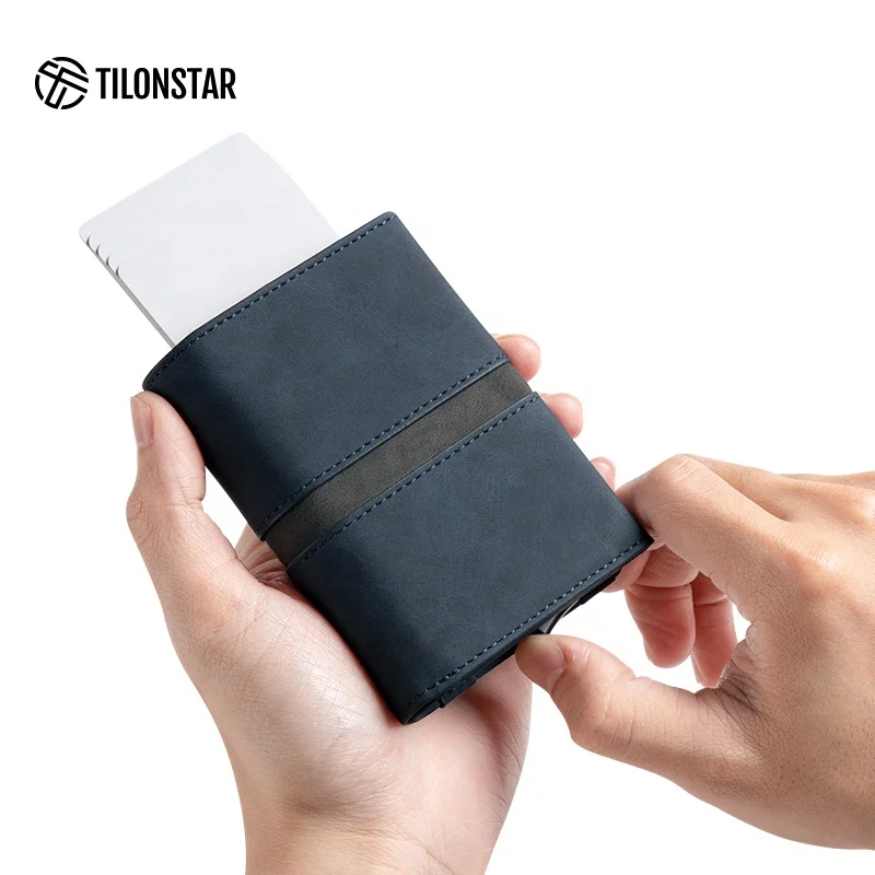 

TILONSTAR TVC125 Rfid Leather Cardholder Wallet Minimalist Pop Up Wallet Card Holder For Men