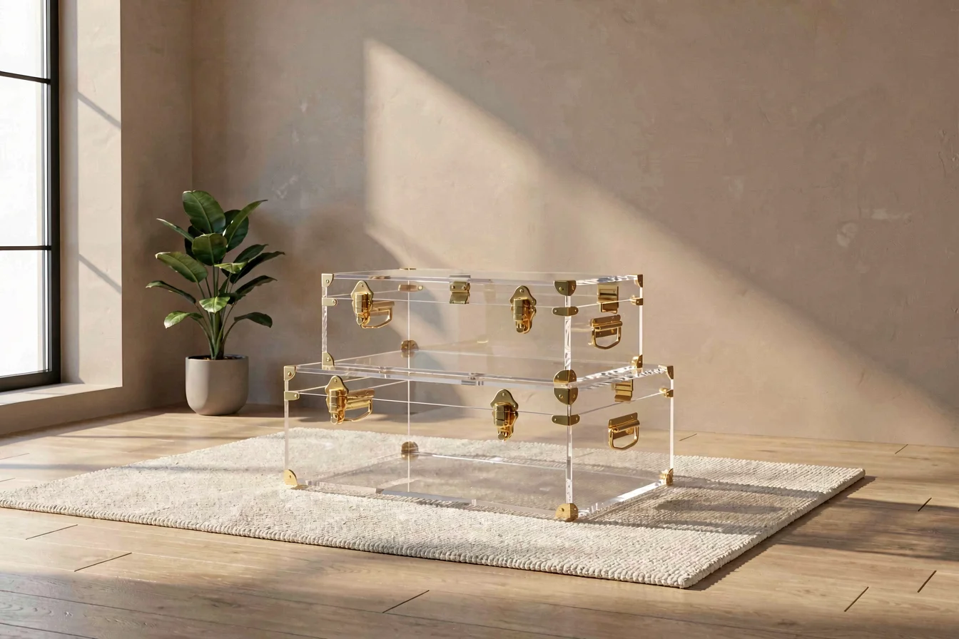 Durable Clear Acrylic Trunk as Decorative Furniture