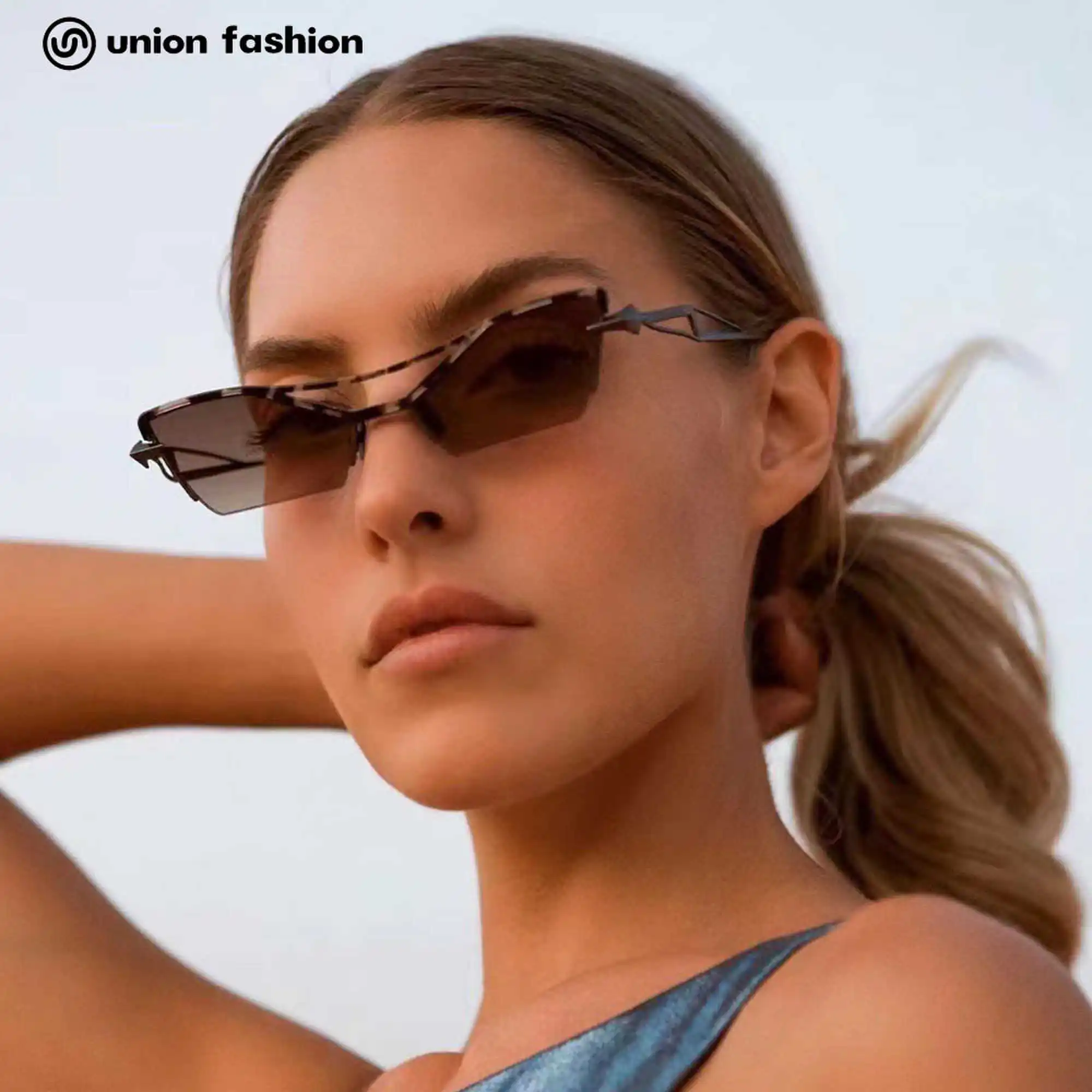 

Modern Retro Fashion Street Snap Wholesale Cat Eye Small Metal Frame Sunglasses Women Men