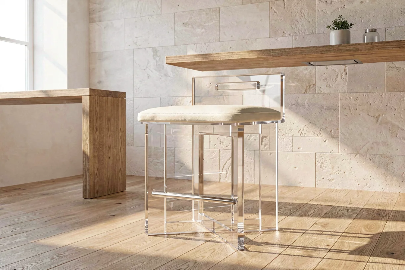 Ergonomic clear acrylic bar stools