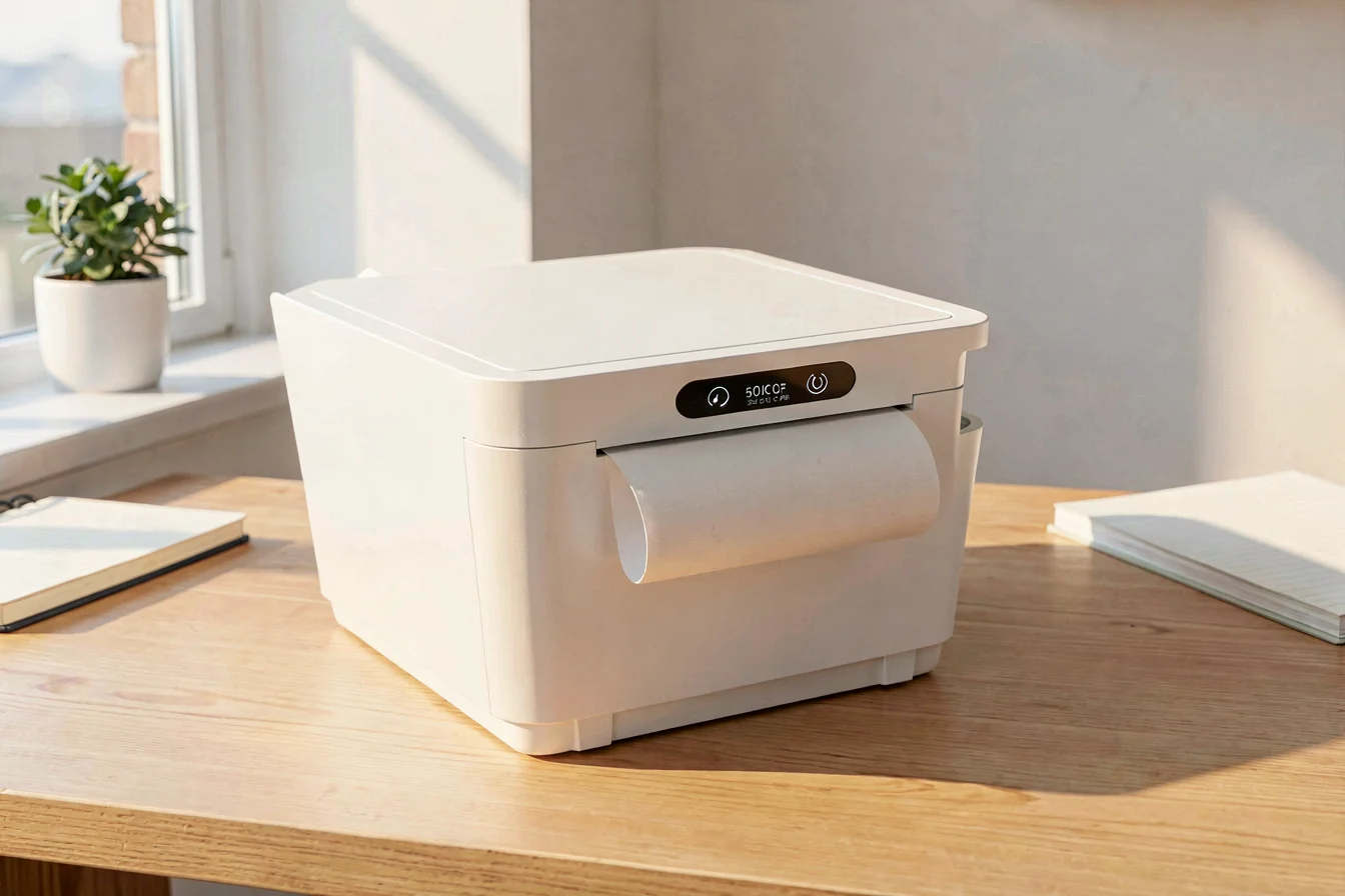 Wireless thermal printer with self-cutting feature
