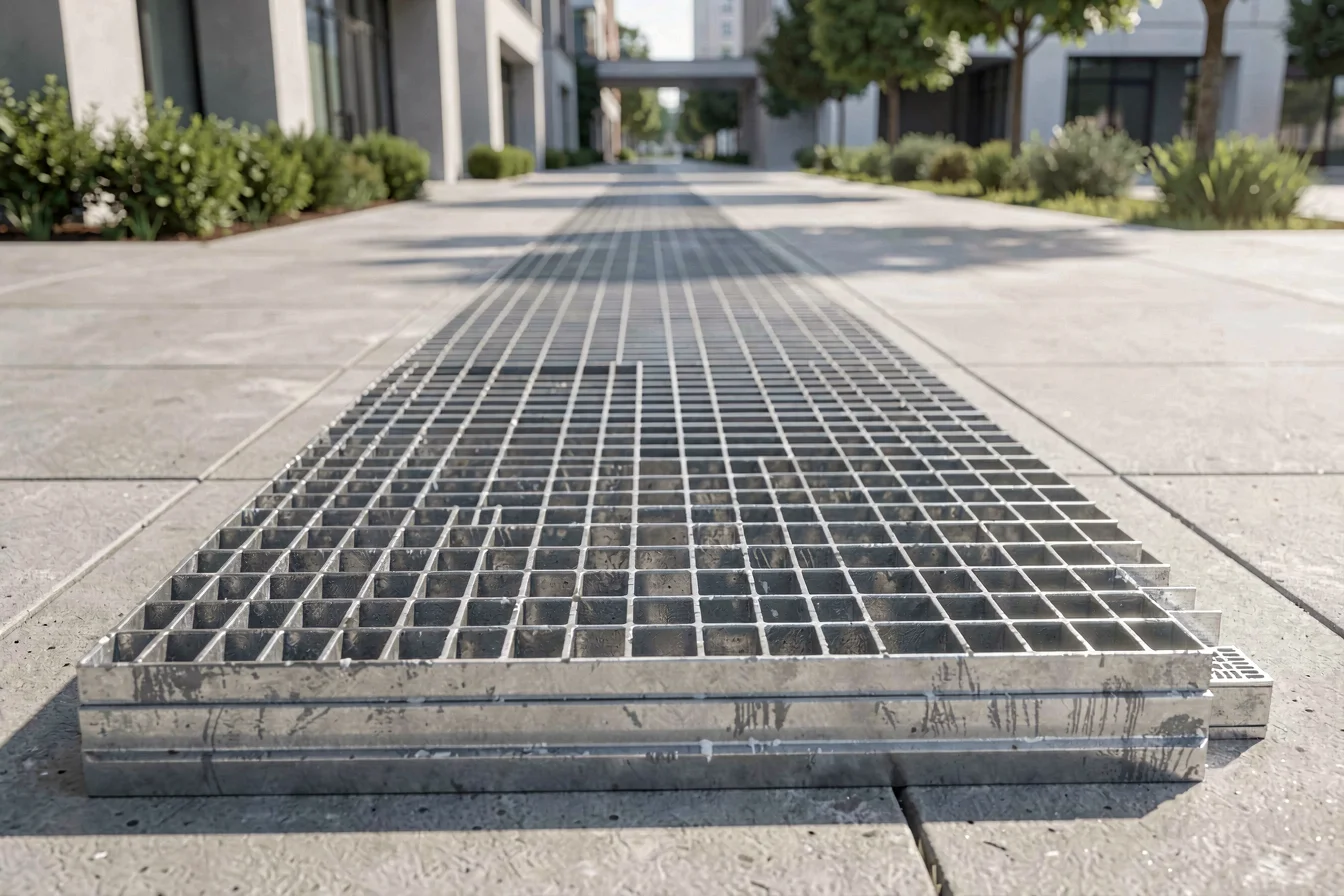Heavy duty sidewalk metal grating