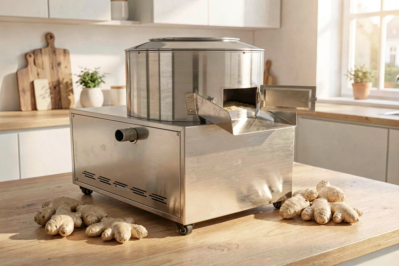 Compact ginger peeling machine
