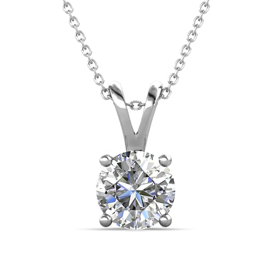 

Amazon Hot Seller Silver 925 High Quality Austrian Crystal Classic Minimalist Solitaire Pendant Women Necklace Destiny Jewellery