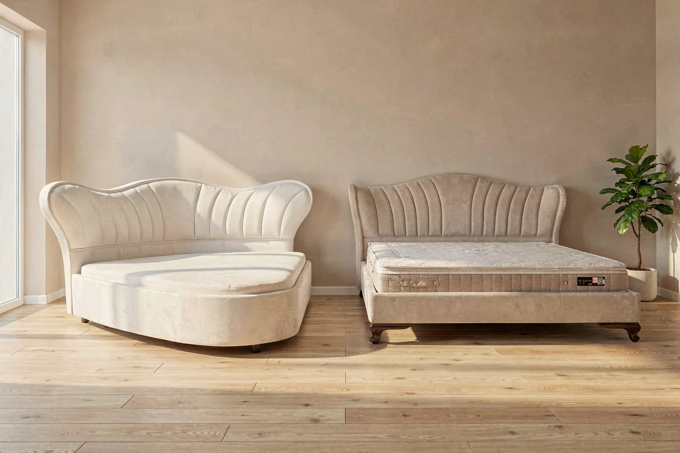 Trending heart shaped bed vs. traditional rectangular bed