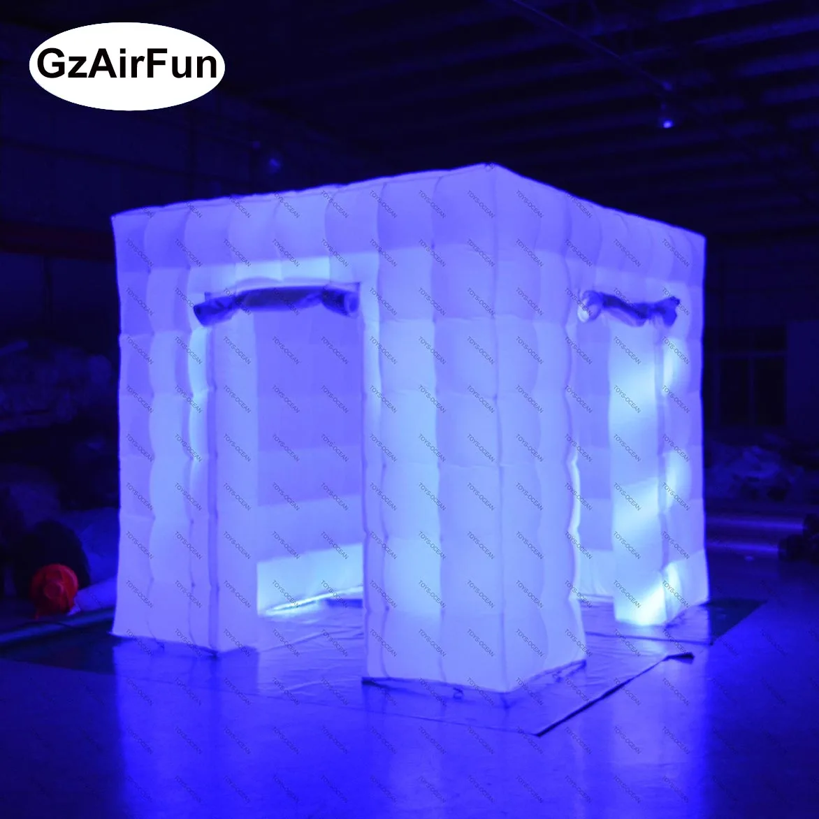 

8ft inflatable cube light party dome tent inflatable photo booth with 16 color LED