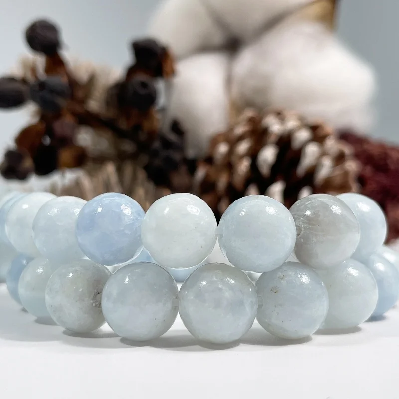 

Natural Celestine Healing Energy Loose Beads for Jewelry Making Bracelets Necklaces Earrings 15.5 Inches in Strand