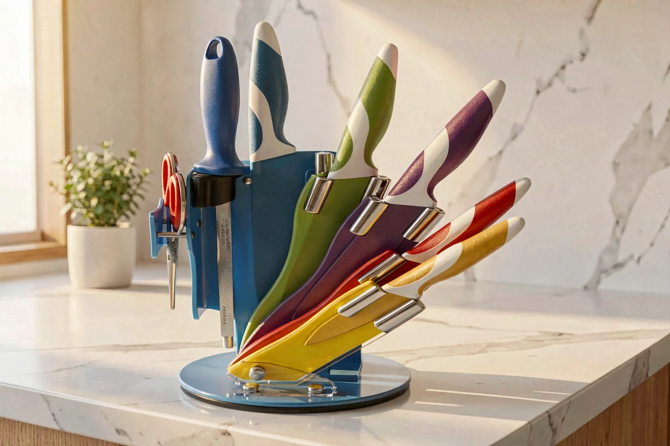 Colorful Swiss Line Knife vs Traditional Kitchen Knife