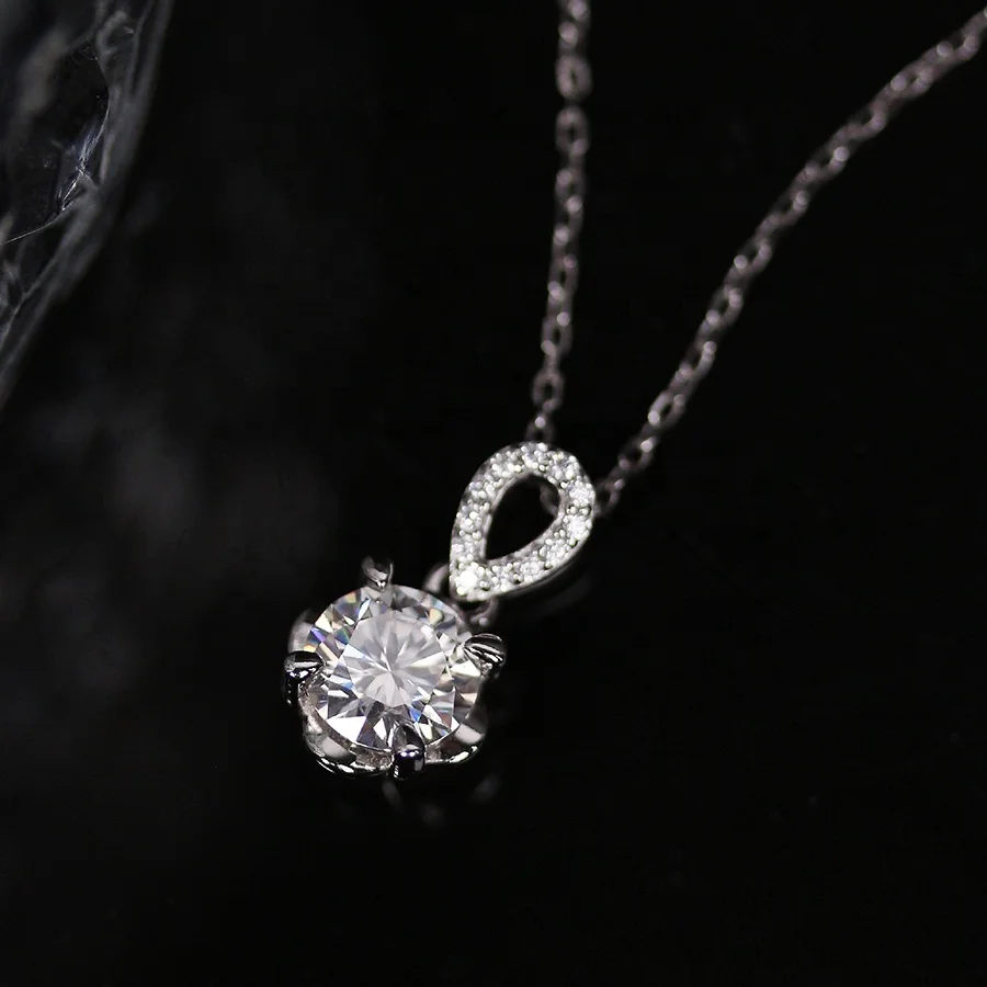 

925 Sterling Silver 18k Gold Plated Luxury Jewelry 1.0 Carat GRA Moissanite Diamond Flower Pendant Necklace Destiny Jewellery