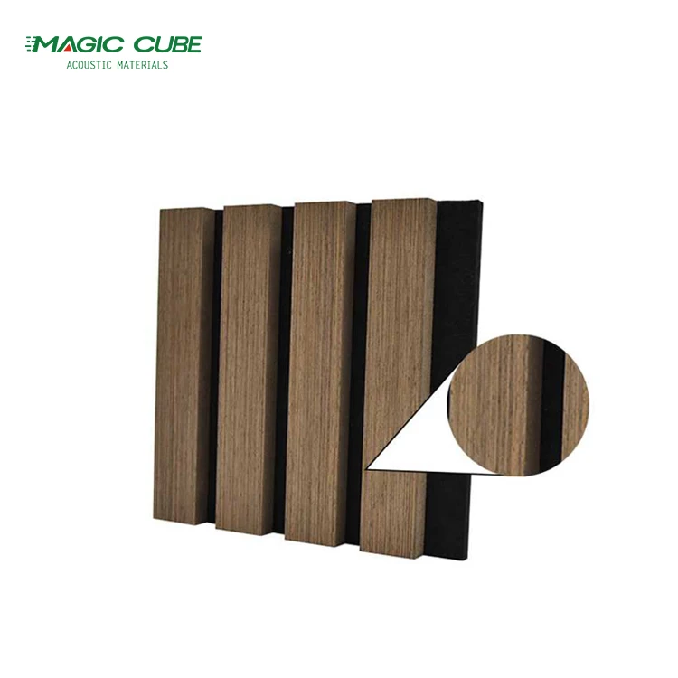 

Free sample wood or Melamine finish Sound Absorbing slatted Polyester PET and Slotted Wooden Acoustic Panel
