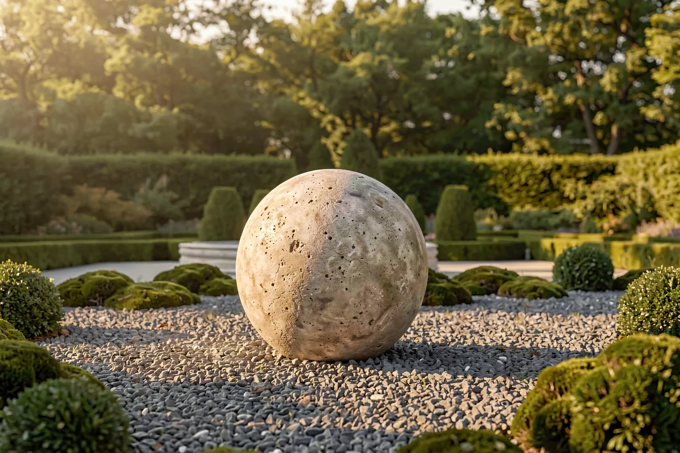 Premium stone sphere garden decoration