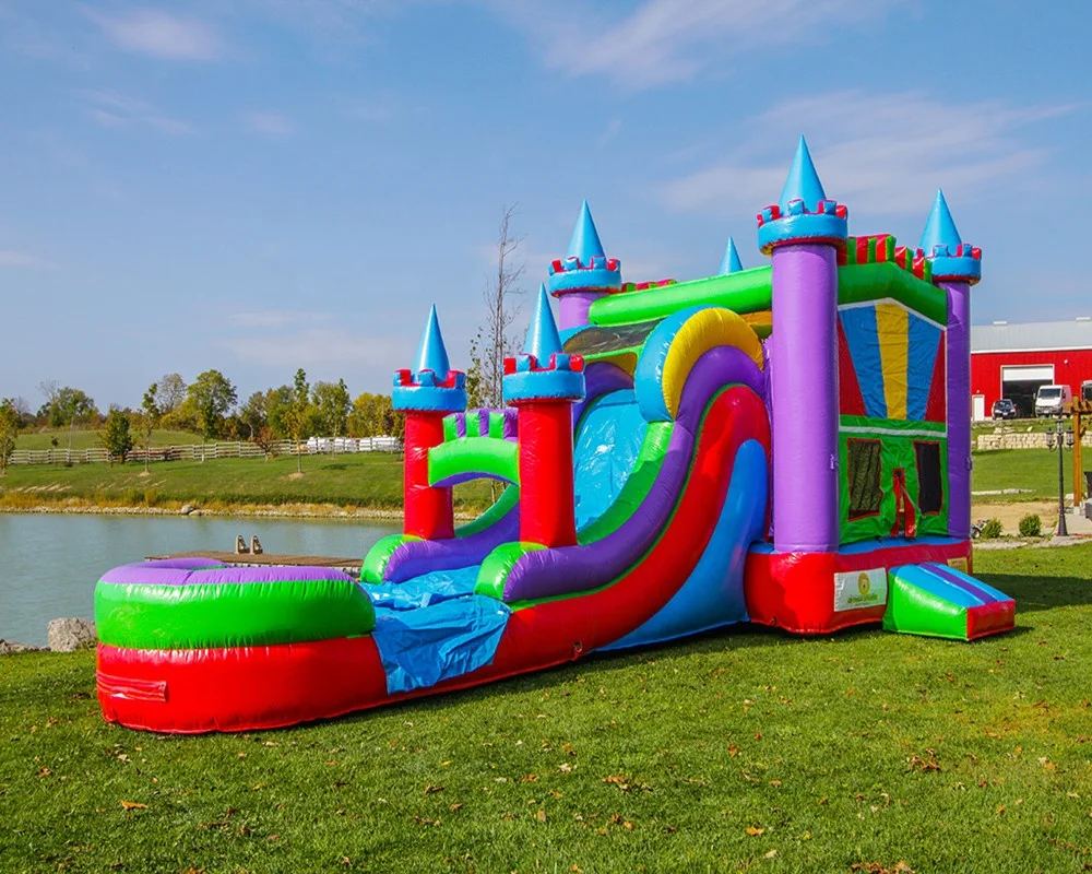 

Inflatable Water Slide Inflatable Water Park Swimming Pool with Octopus Slide, Multi-color, according to your request