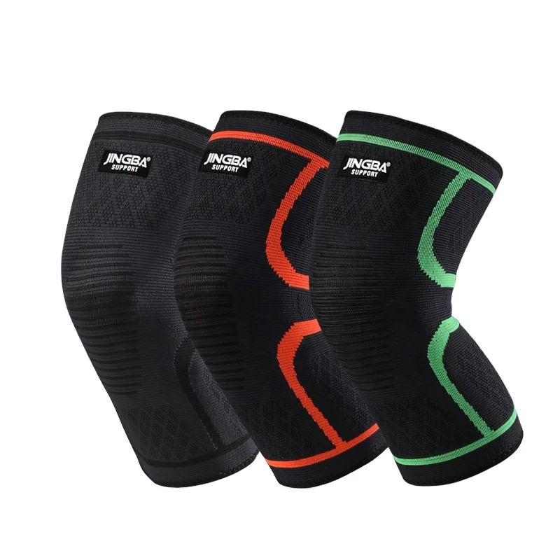 JINGBA Source Factory Good Quality Compression Nylon and Spandex Knee Sleeve Sports Protector Knee Brace Basketball Knee Belts