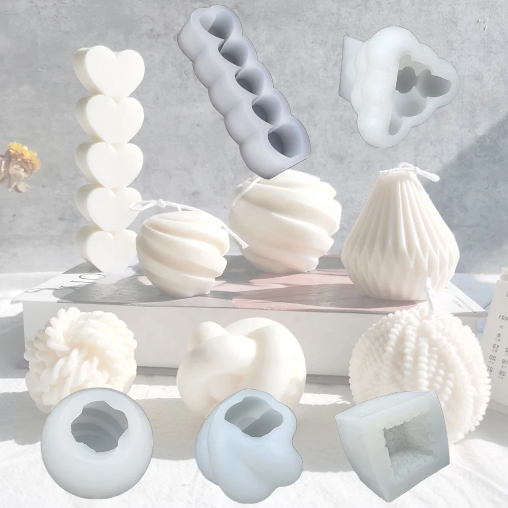 

AK Honeycomb Knot Yarn Bubble Shape 3D Silicone Mold DIY Scented Candle Mold Handmade Silicone Soap Molds Chocolate Cake Mould, White or random