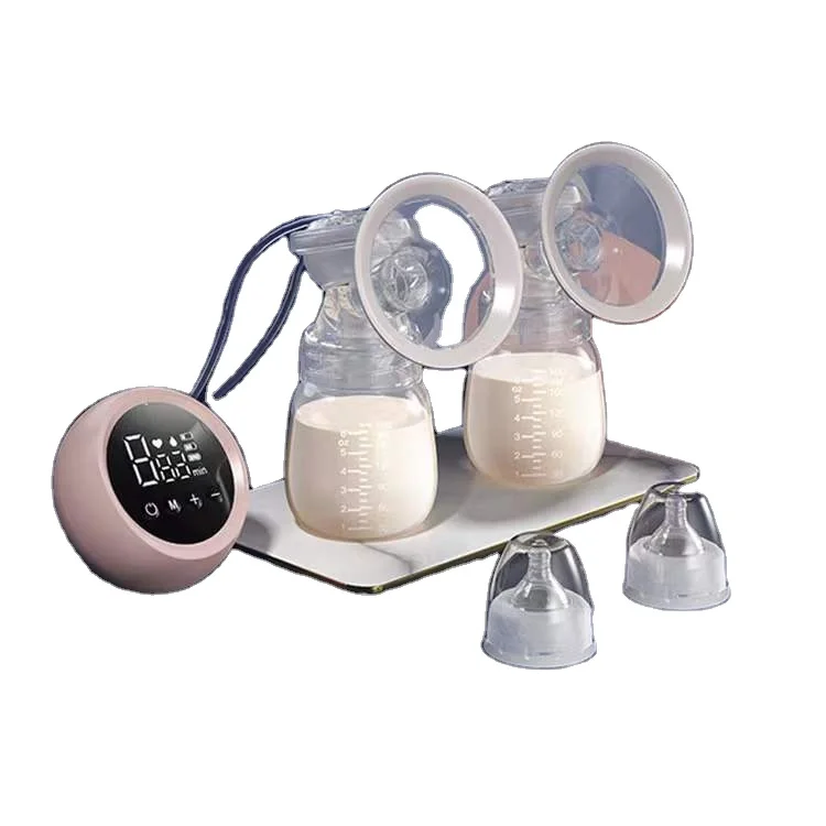 

Infant electric massage breast pump feeding bottle double suction machine can be charged, Transparent color