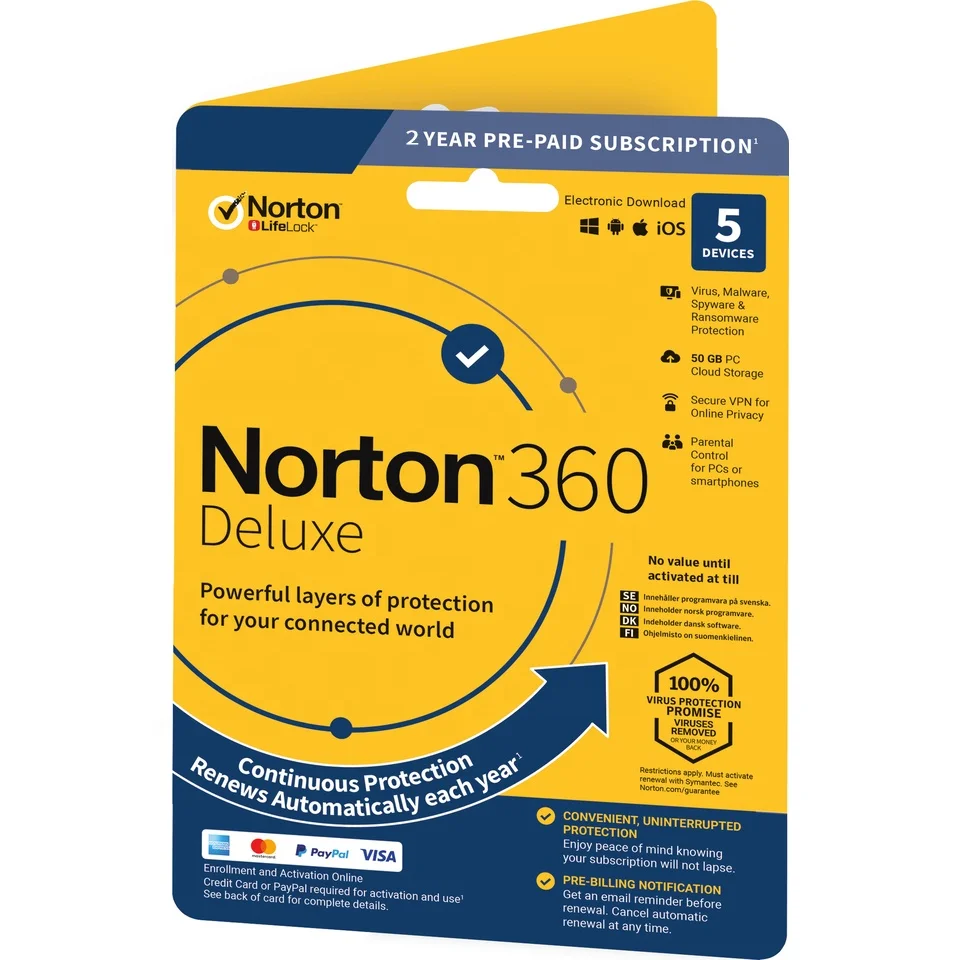 

24/7 Online Email Delivery Norton 360 Deluxe (5 pc 2 year Account+Key) Bind Account key Antivirus software