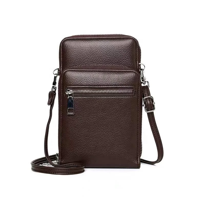 

Crossbody Bag Leather Shoulder Sling Bag Small Messenger Multifunctional Men Cell Phone Wallet Bag, As the pics