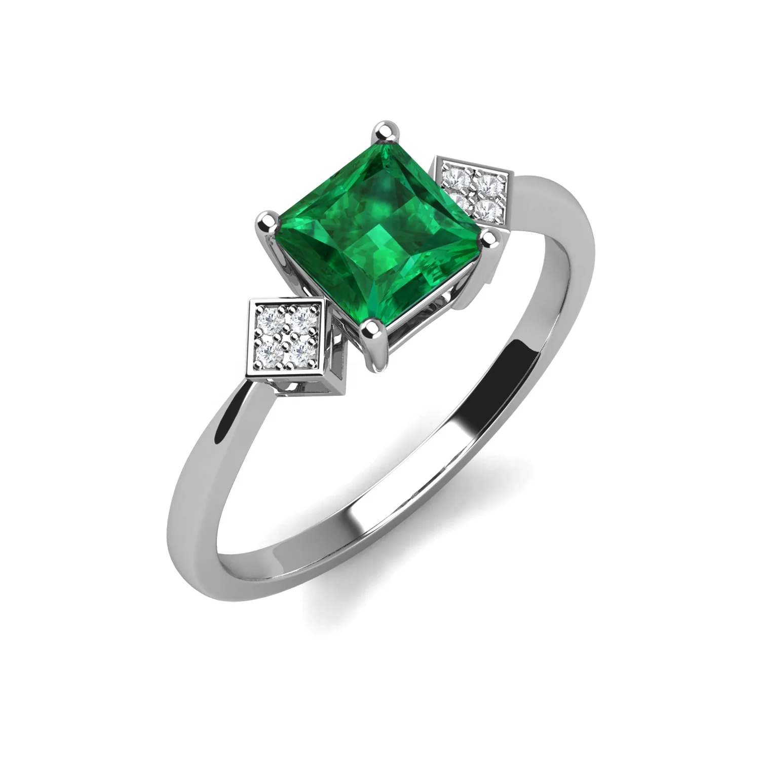 

joyas de mujer 2022 anillos de plata 925 cushion cut 1.25 carat green emerald engagement ring for women Destiny Jewellery