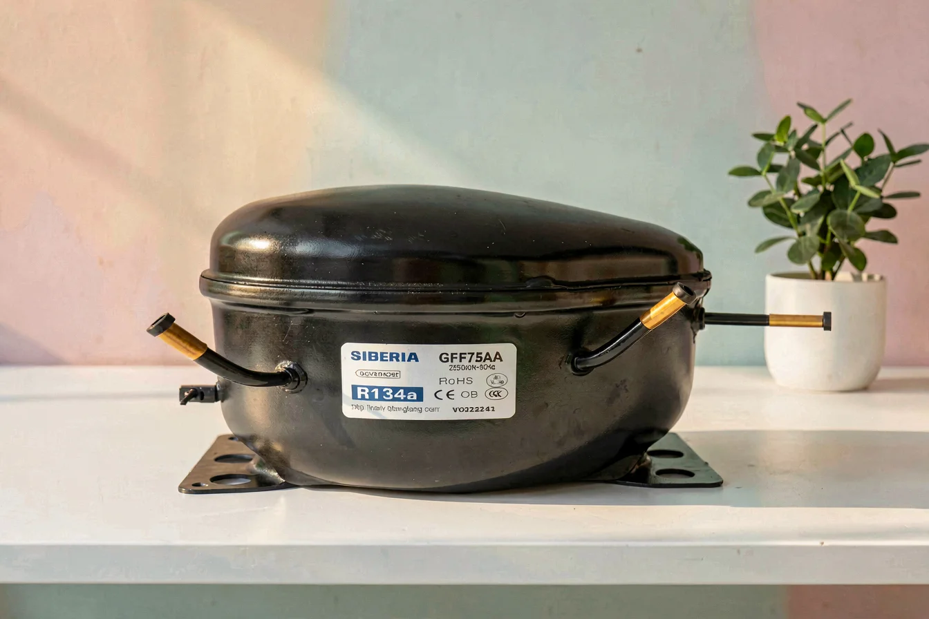 Quiet 240V refrigerator compressor