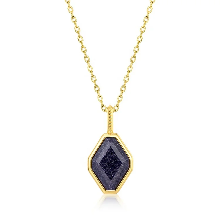 

Classic Geometric Octagon Gemstone Solitaire Pendant Women 14k Yellow Gold Plating Natural Kyanite Pendant