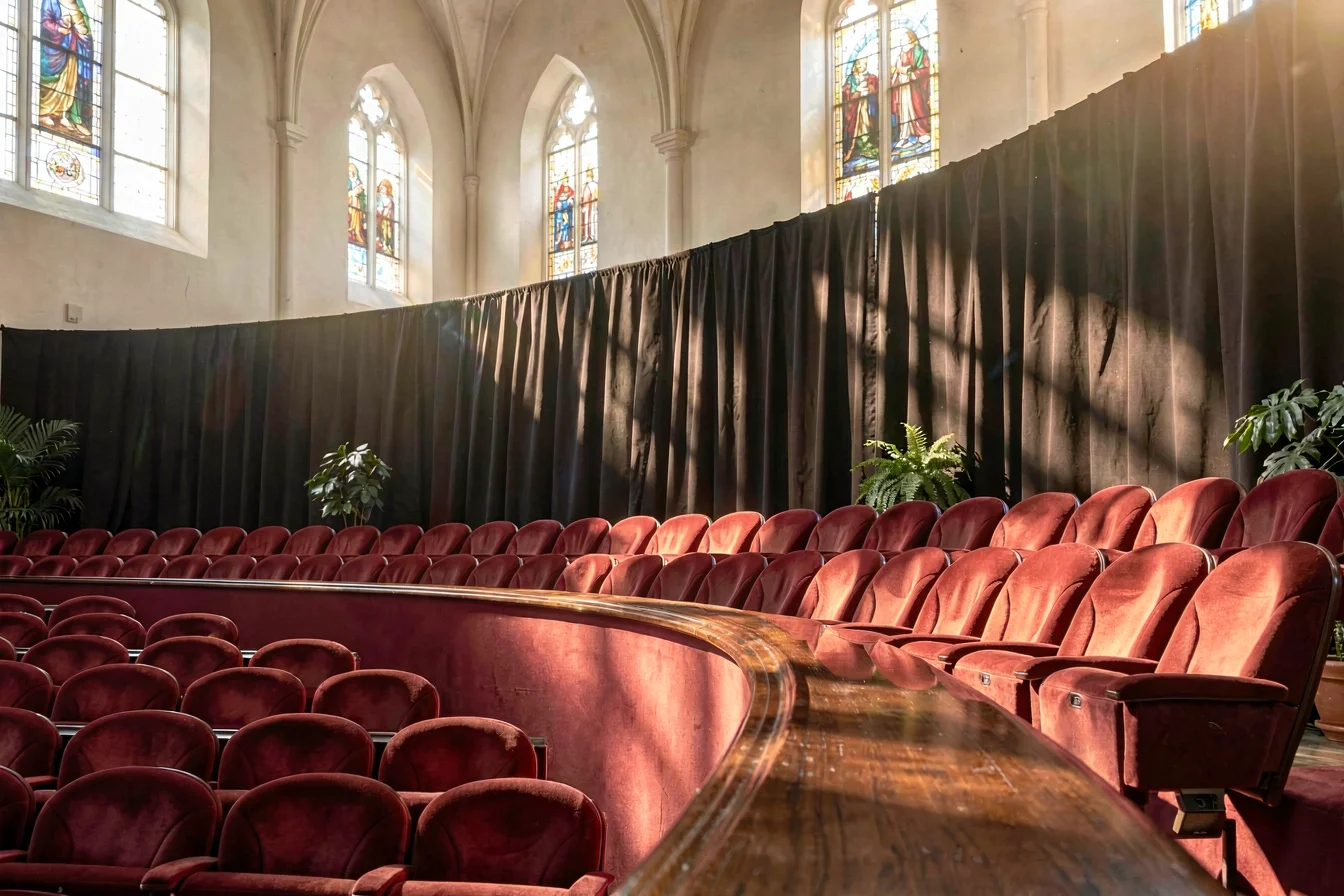 Fire-retardant church backdrop curtains