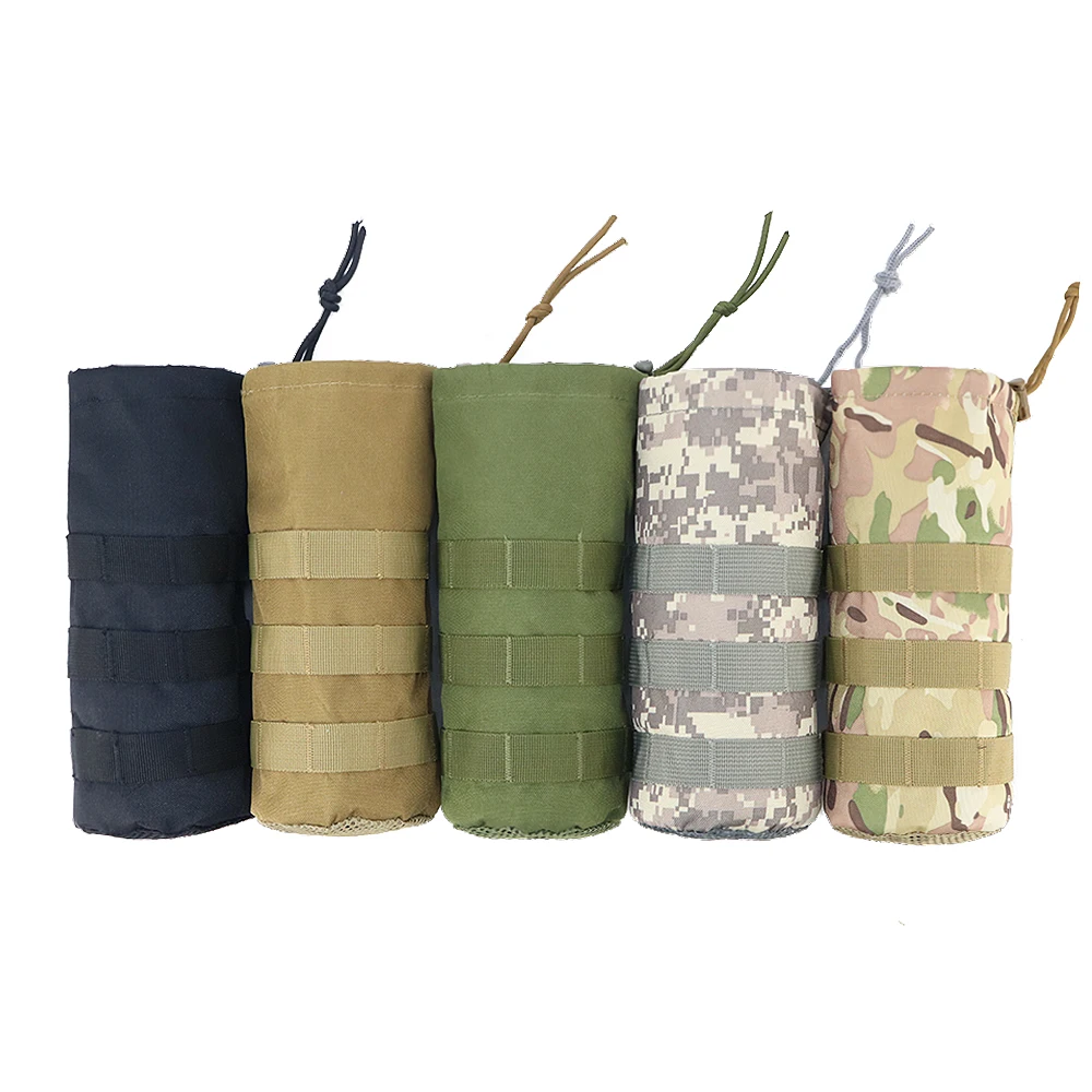 Tactical Molle Water Bottle Pouch Quick-Dry Mesh Hydration Carrier Outdoor Hiking Camping Essentials