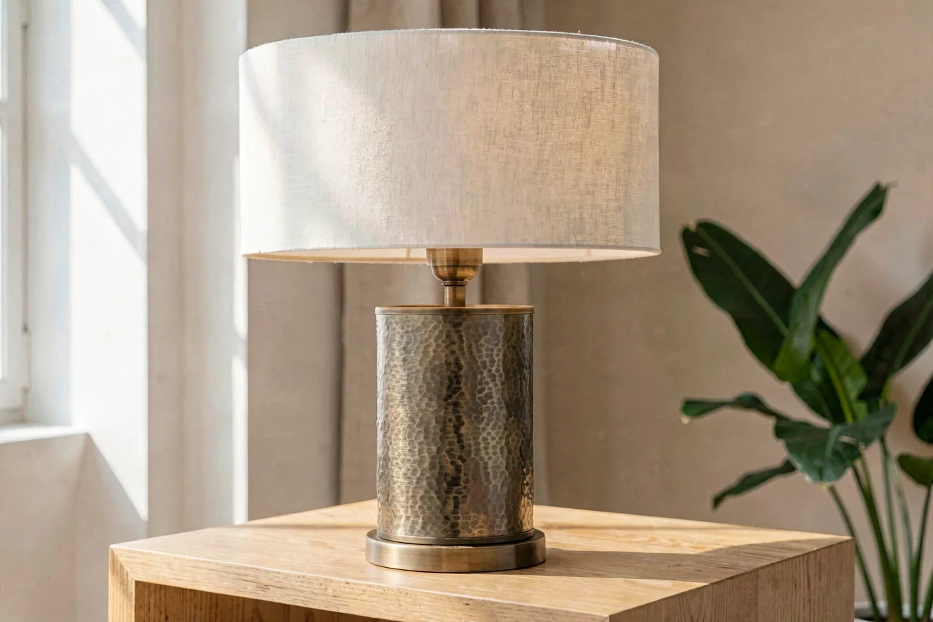 Best-selling hammered brass table lamp