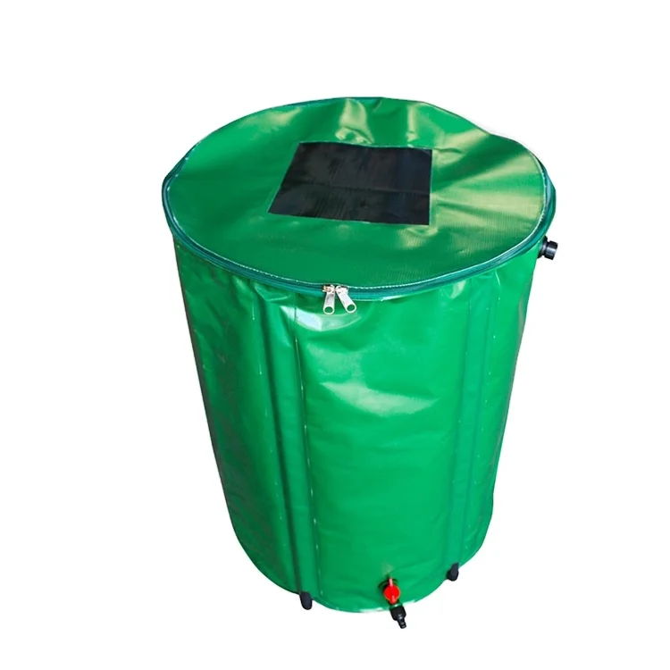 

High Quality 100L Collapsible Rain Water Barrel PVC Tarpaulin Rainwater Storage Tank Watering System, Green or make to order