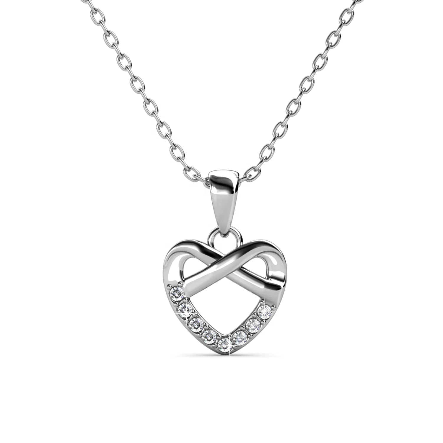 

Sterling Silver 925 Premium Austrian Crystal Jewelry Fashion Love Heart Pendant Necklace For Women Destiny Jewellery