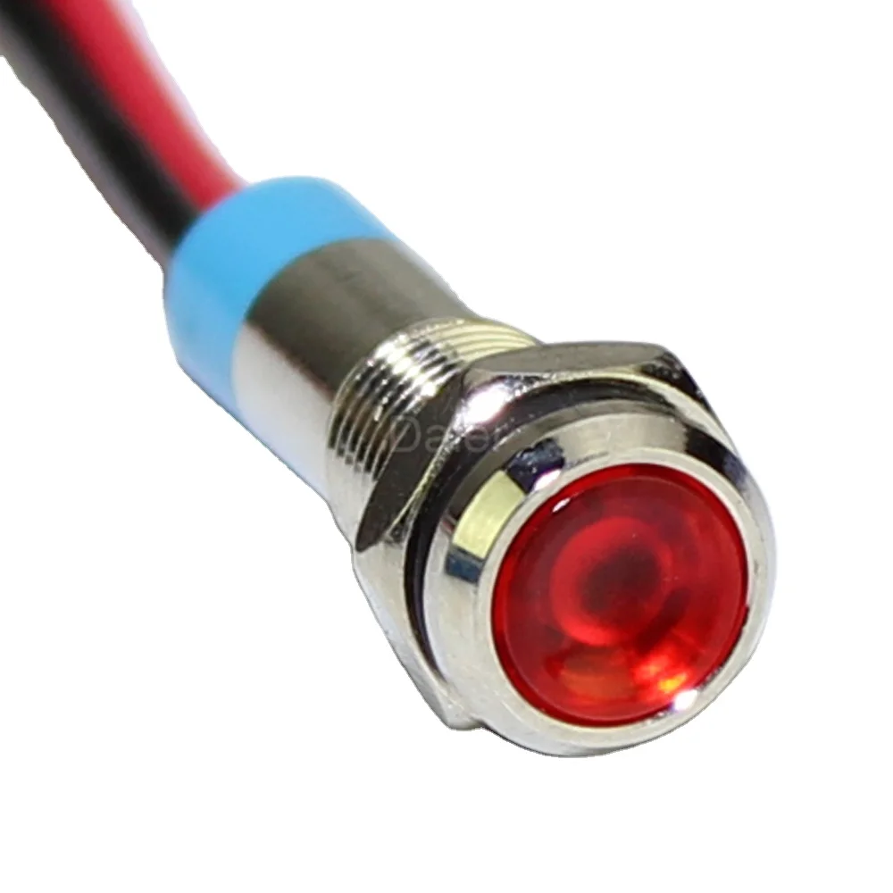 

Daiertek 6MM LED Metal IP67 Waterproof Flat Indicator Light With Wire 3V to 220V Red Green Yellow Blue White LED