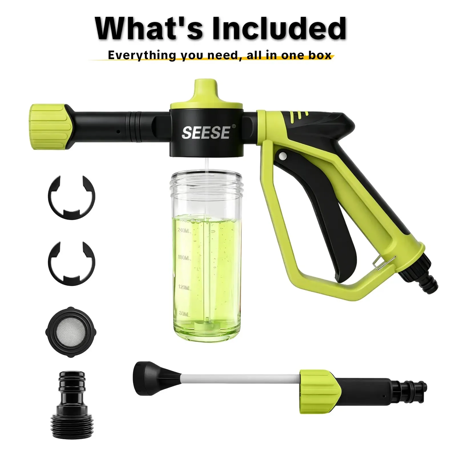 SEESE Car Wash Foam Gun Kit Content