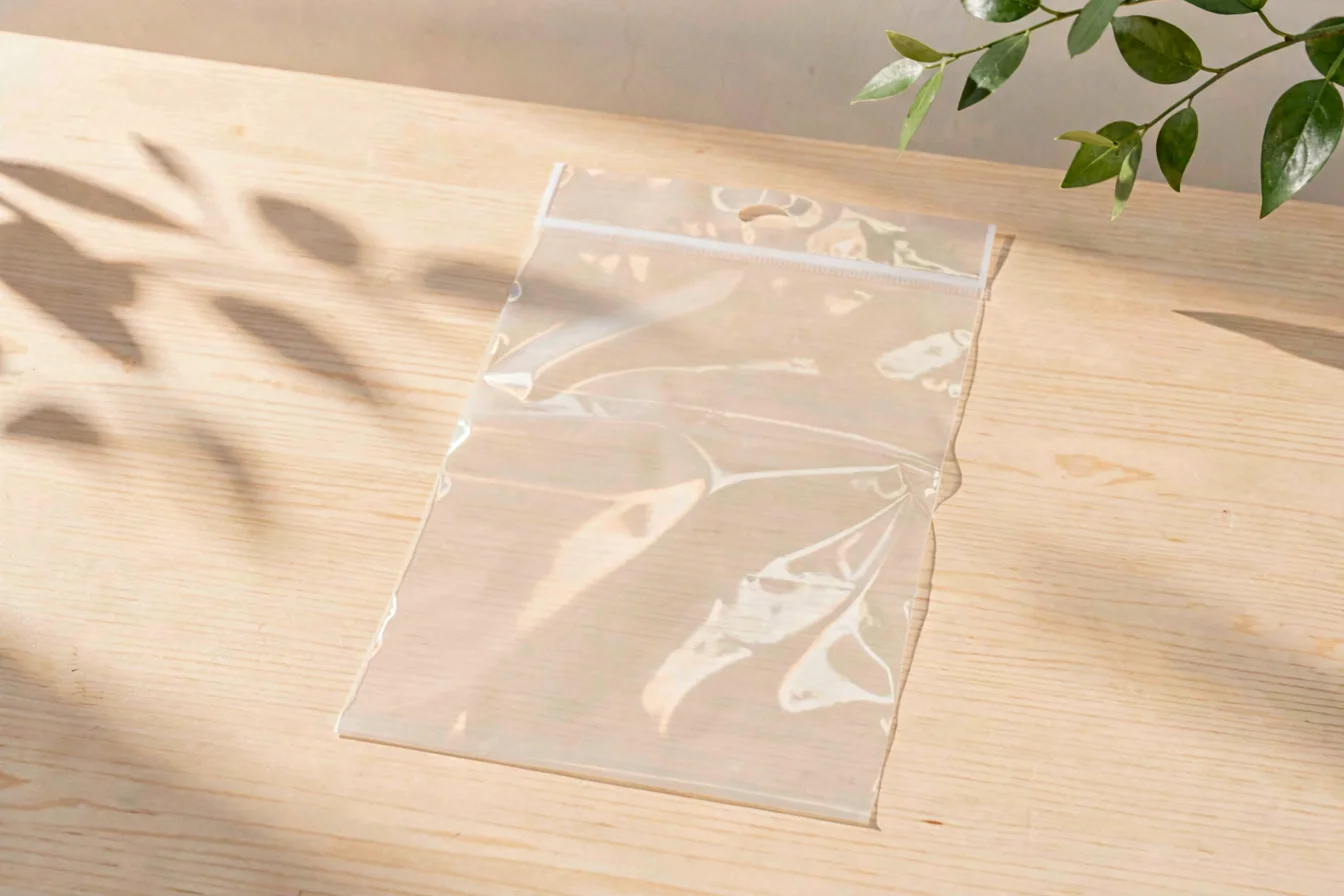 Branded self adhesive plastic bag for retail packaging