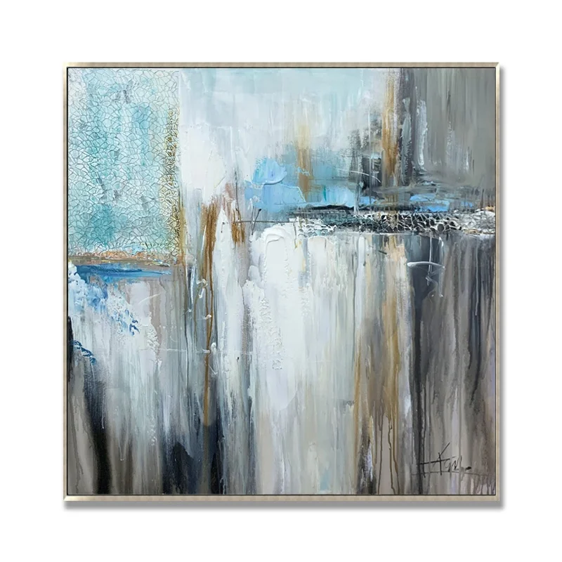 Hand Painted Abstract Artwork Texture Wall Art Modern Decor Canvas Painting With Frame for Home Decor