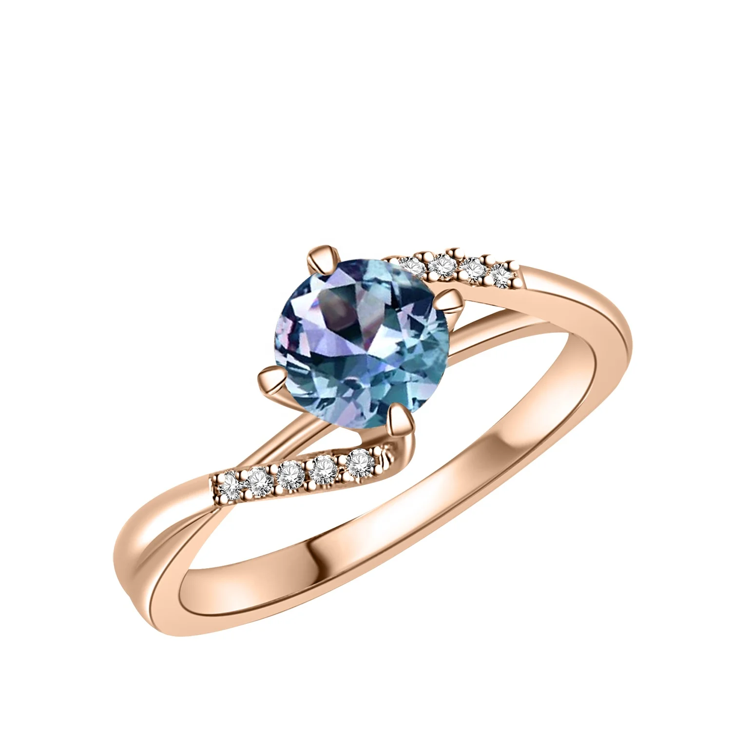 

925 Sterling Silver Color Change Alexandrite Luxury Wedding Engagement Twist Ring Women Trendy Jewelry 2022 Destiny Jewellery