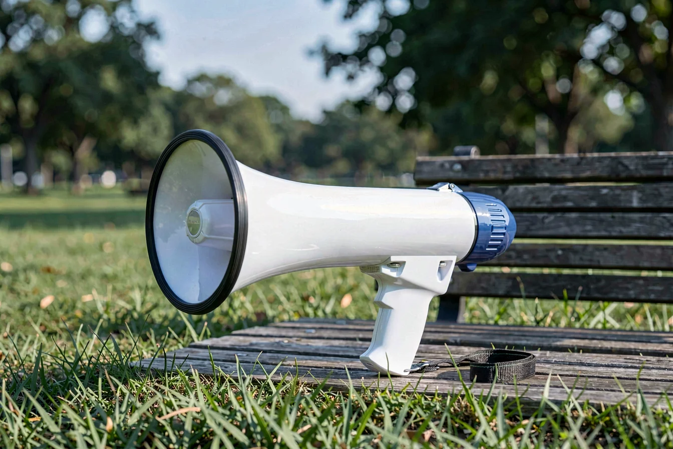 Rechargeable battery powered megaphone