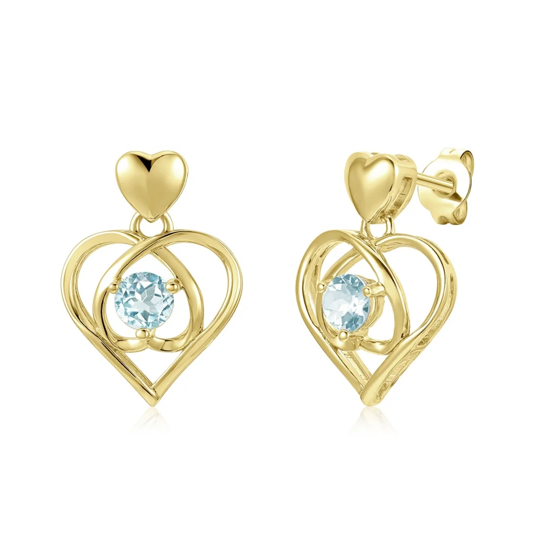 

2022 New Natural Gemstone Jewelry 925 Sterling Silver Sky Blue Topaz Heart Stud Earrings Gift For Women Destiny Jewellery