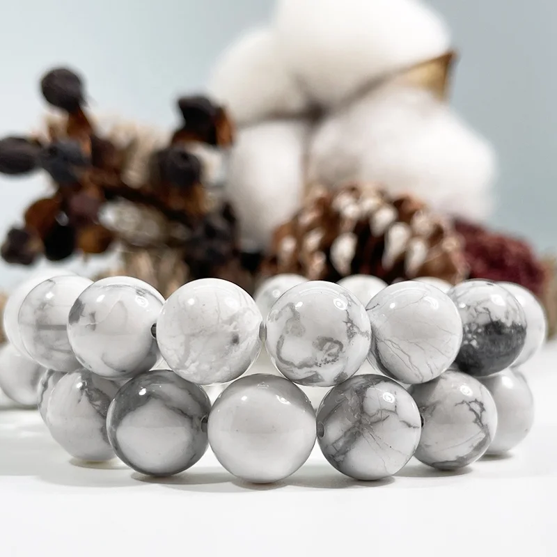 

Wholesale Gorgeous Natural White Howlite Round Beads Gemstone Loose Beads for Jewelry Making Necklace Bracelet