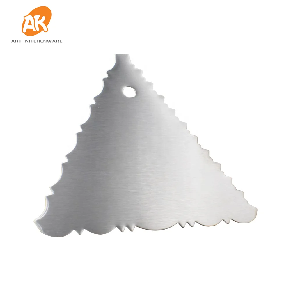 

AK Stainless Steel Triangle Cake Scraper Smoother Cream Metal Pastry Scraper for Bakery CS-14