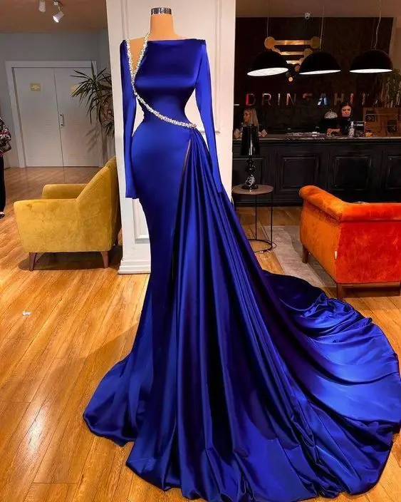 green emerald velvet dress Youllyuu Women Long Sleeve Slit Maxi Dresses Print Muslim Abaya Turkish  Evening Party Caftan Robe Blue M at Amazon Women's Clothing store
