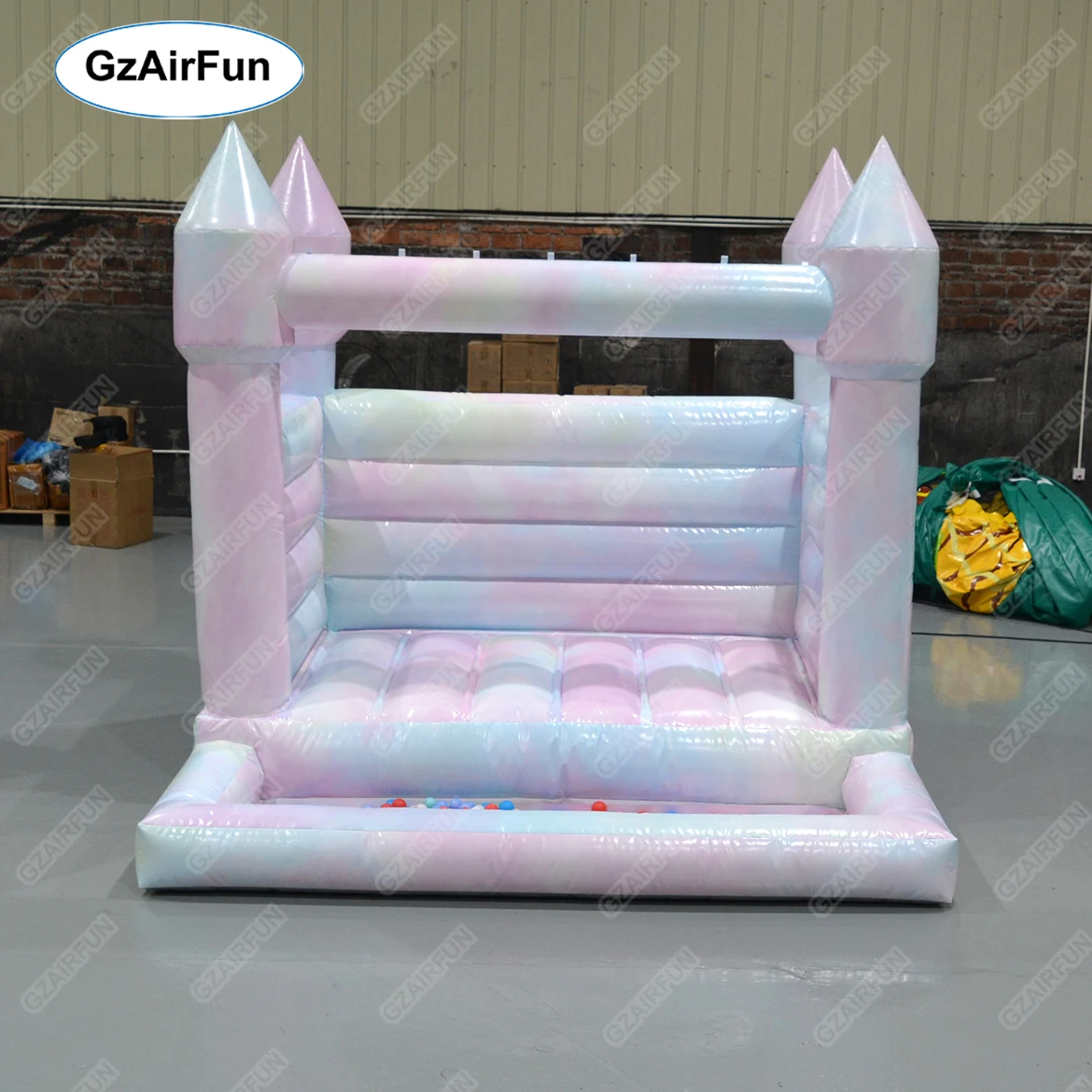 

Commercial soft play amusement equipment tie-dye bouncing house with ball pit inflatable castle