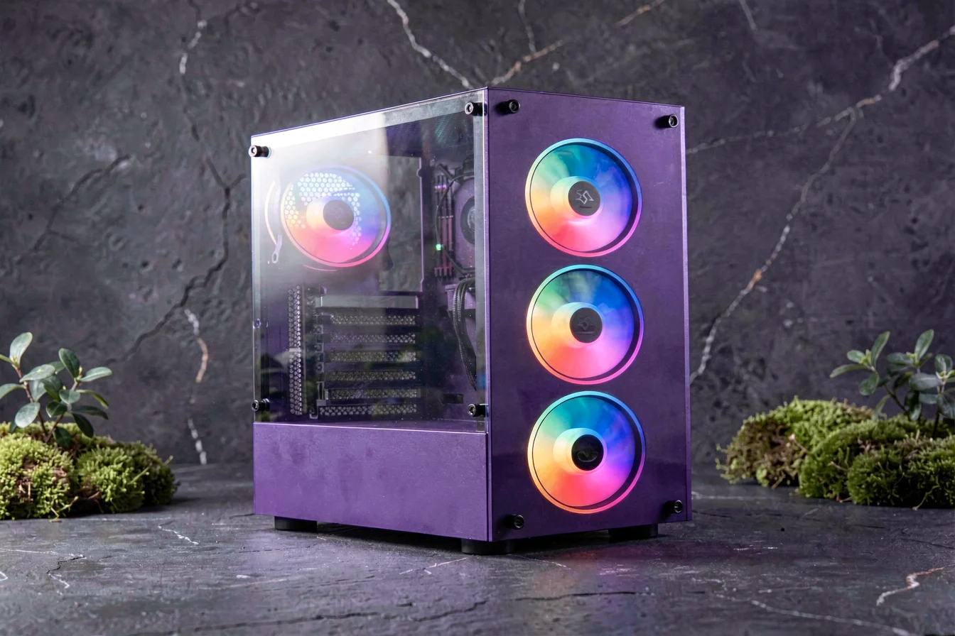 Premium purple ATX computer case